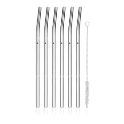 BaricTrinkhalm-Set aus Cromargan®, 24 cm, 6-teilig plus Reinigungsbürste