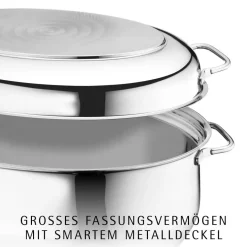 Extrabräter mit Metalldeckel, Drahteinsatz und Fleischthermometer