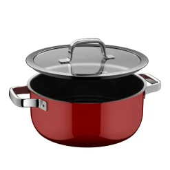 Fusiontec Mineral Pro, Bratentopf mit Deckel, 24 cm, Passion Red