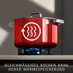 Fusiontec Mineral Pro, Kochtopf mit Deckel, 24 cm, Passion Red