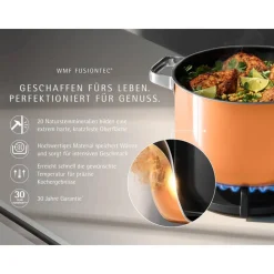 Fusiontec Mineral Pro, Schmortopf mit Deckel, 28 cm, Papaya Orange