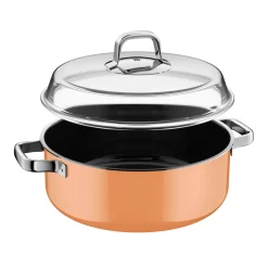 Fusiontec Mineral Pro, Schmortopf mit Deckel, 28 cm, Papaya Orange