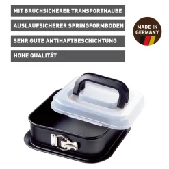 KAISER Inspiration Springform quadratisch mit Transporthaube, 24 x 24 cm