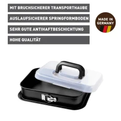 KAISER Inspiration Springform rechteckig mit Transporthaube, 35 x 24 cm