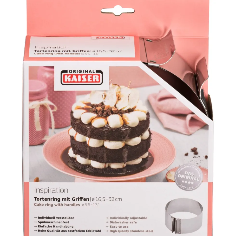 KAISER Inspiration Tortenring mit Griffen, 9 cm hoch