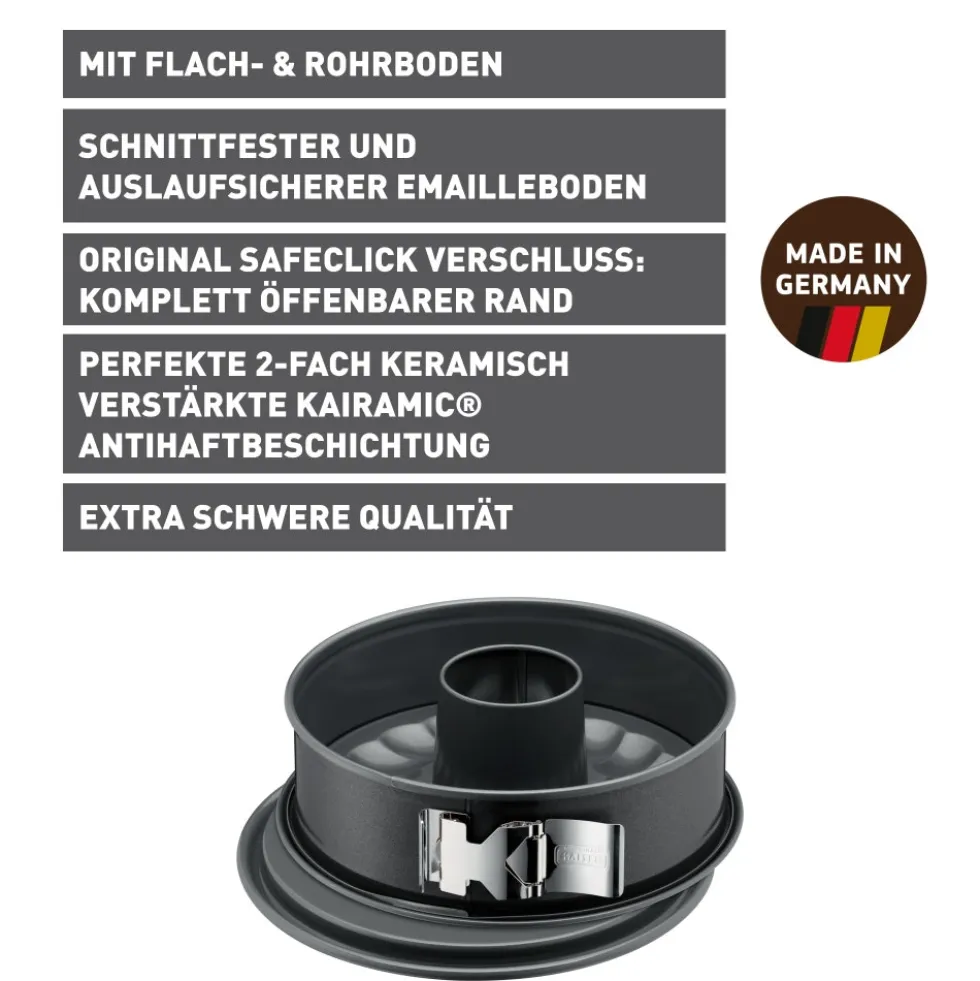 KAISER La Forme Plus Springform mit Rohrboden und SafeClick, 26 cm