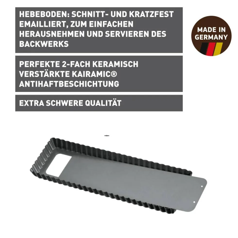 KAISER La Forme Plus Tarte- und Quicheform mit Hebeboden, rechteckig, 35 x 13 cm