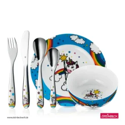 Kindergeschirr-Set Einhorn, 6-teilig