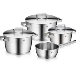 Premium-Koch-Set: WMF Iconic Topf-Set, 4-teilig, Ultimate Stielpfannen, 2 Stück, und Pfannenwender