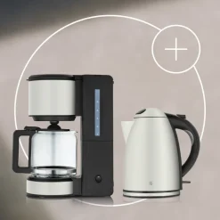 Set: WMF Stelio Wasserkocher 1,7L und Filterkaffeemaschine aus Glas, Paper White