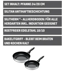 Silit Domus Bratpfannen-Set, 2-teilig, 24 cm + 28 cm