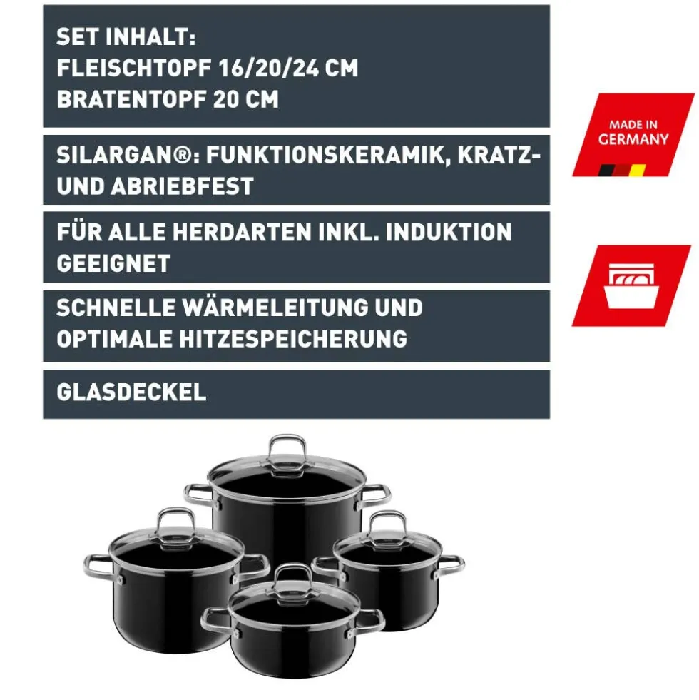 Silit Silargan® Elegance Topf-Set, 4-teilig, Black
