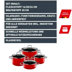 Silit Silargan® Elegance Topf-Set, 4-teilig, Red