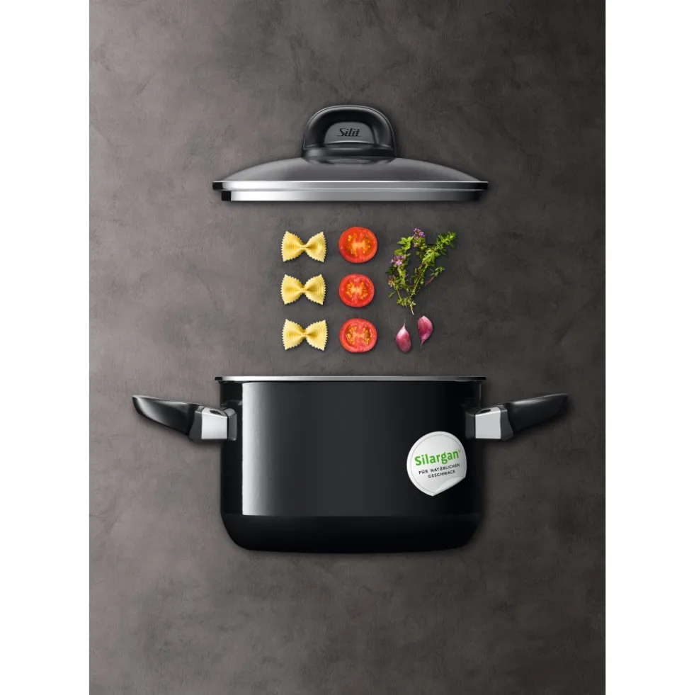 Silit Silargan® Modesto Bratentopf mit Deckel, 16 cm, Black