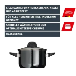 Silit Silargan® Modesto Bratentopf mit Deckel, 16 cm, Black