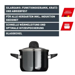 Silit Silargan® Modesto Bratentopf mit Deckel, 20 cm, Black