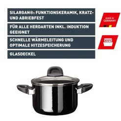 Silit Silargan® Modesto Kochtopf mit Deckel, 20 cm, Black