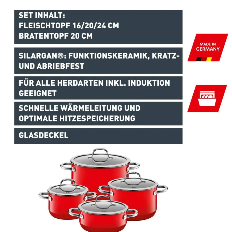 Silit Silargan® Passion Topf-Set, 4-teilig, Red