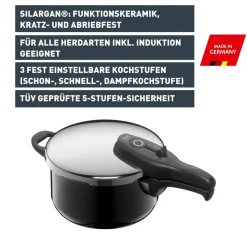 Silit Silargan® Sicomatic t-Plus Schnellkochtopf, 22 cm, 4,5 l, Black