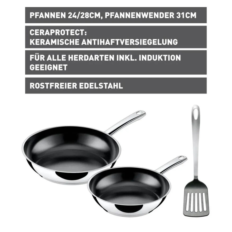Silit Talis Pfannen-Set mit Pfannenwender, 20 & 24 cm